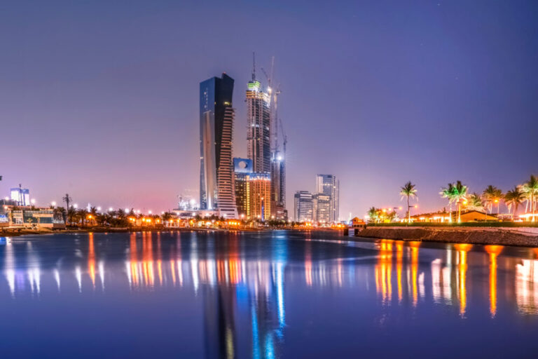 Humain AI Partnerships shown by modern buildings in Saudi Arabia and important landmarks