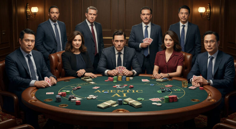 IBM agentic AI shown by executives gathered round gambling table