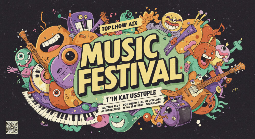 music festival poster with QR code in corner