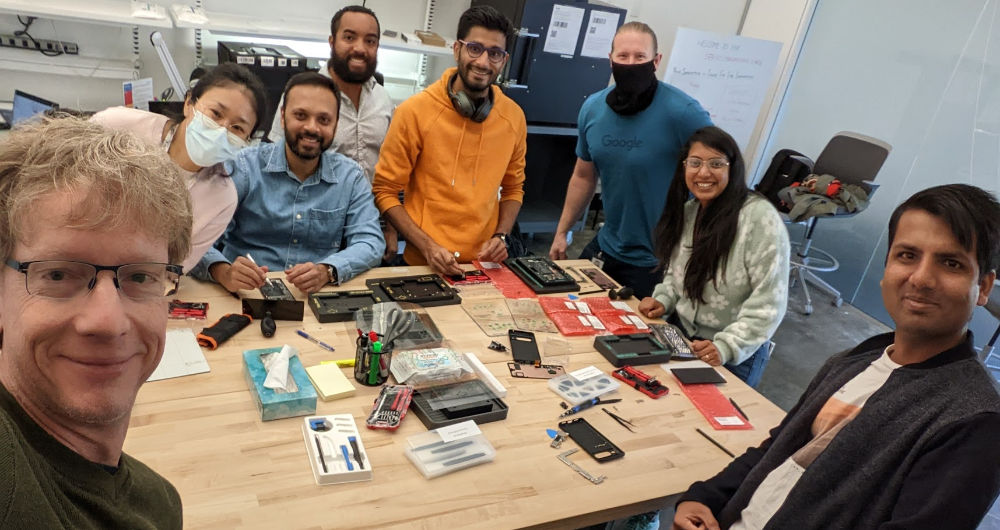 Steven Nickel participating in a teardown with the Google team.