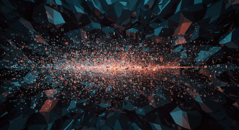 Quantum resistance in business illustrated by abstract of data being sliced open