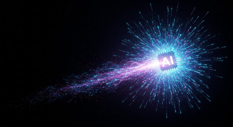 accelerate AI abstract image similar to AI-labelled comet racing through night sky