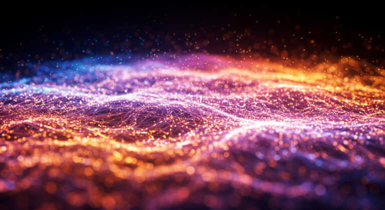 What is a modern network concept shown by abstract multicoloured network fabric