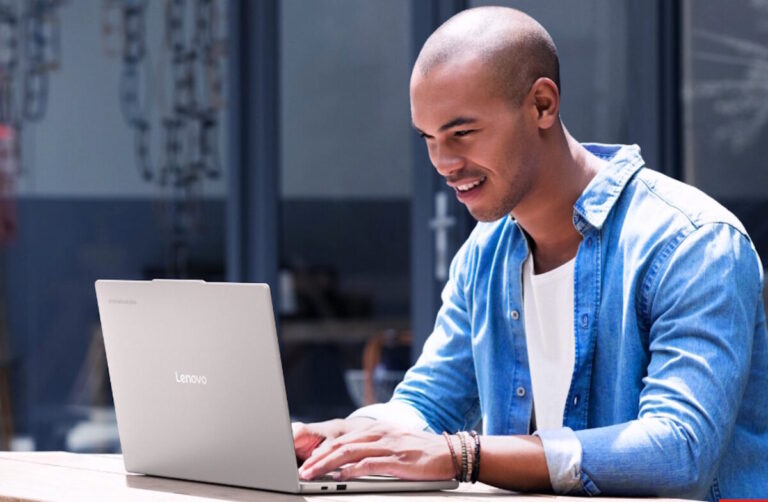 lenovo chromebook plus gen 10 in use by a worker