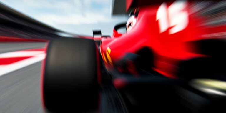 A race between F1 cars at Silverstone, with a focus on the back of the cars, capturing the dynamics and speed of the event.