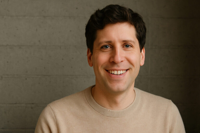 What Sam Altman said story illustrated by ChatGPT-generated image of a Sam Altman lookalike smiling into the camera