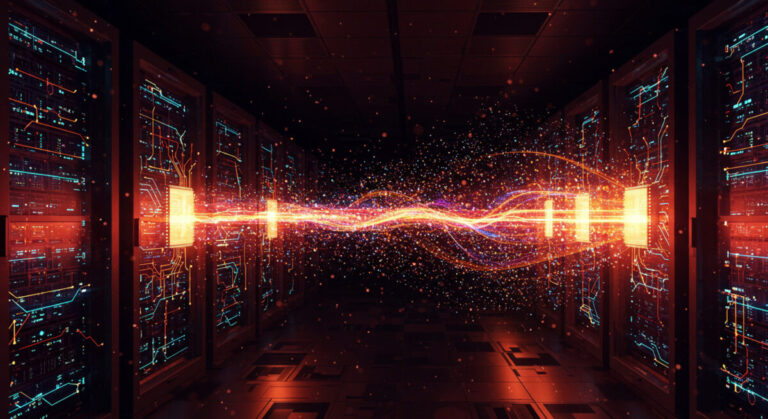 servers enterprise ai concept: image of datacenter producing generative AI output