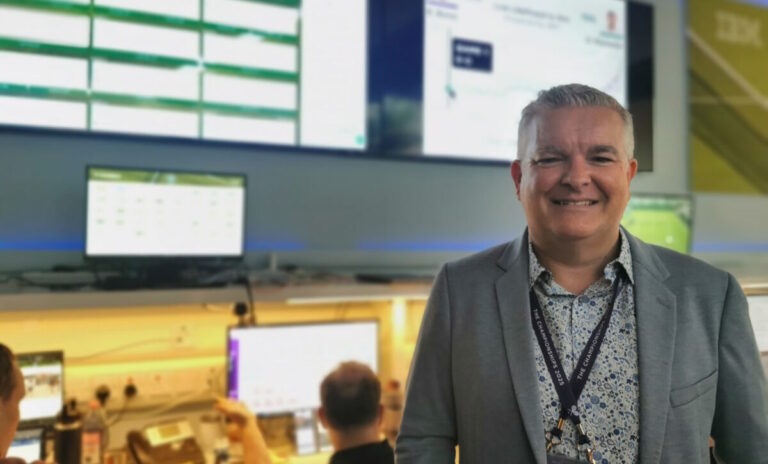 Kevin Farrar inside the IBM offices in the Broadcast Centre at Wimbledon 20