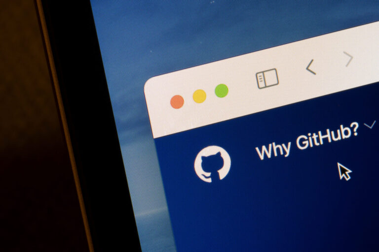 what's next for github shown by closeup of the GitHub logo seen on its website on a laptop computer