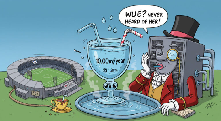 data centres water cartoon