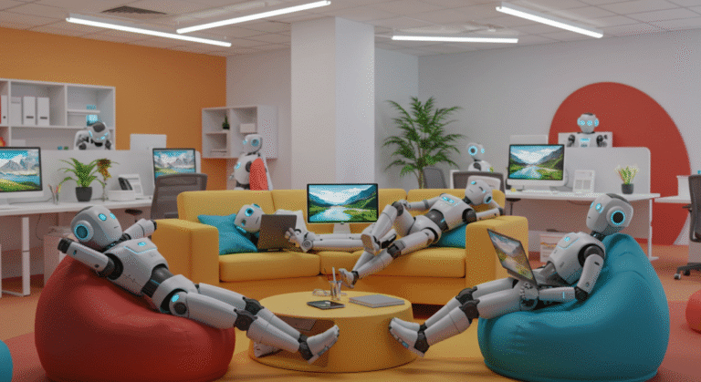 AI chatbots at work lounging around