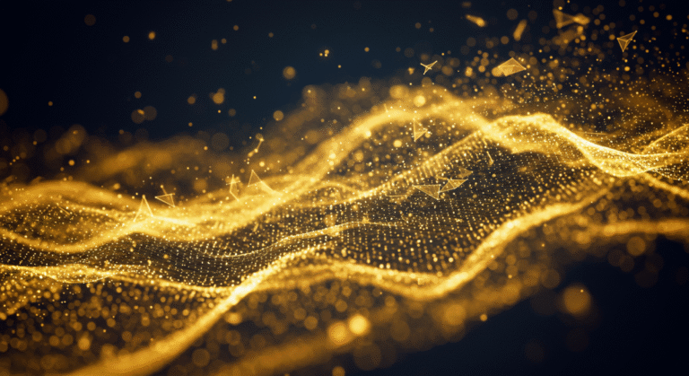 handling data in the AI era shown by abstract image with gold overtones of data infrastructure in the AI age