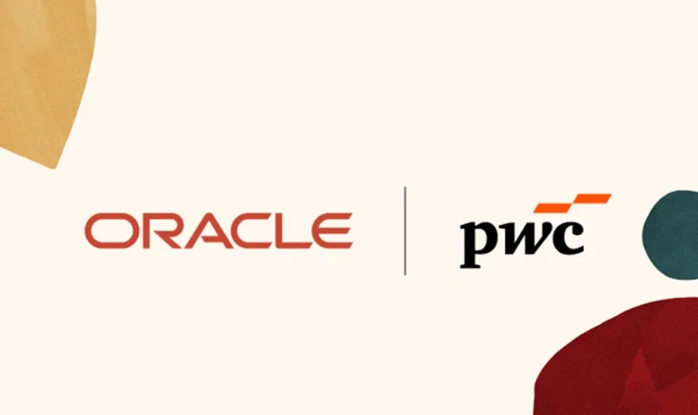 PwC Oracle Fusion Cloud - graphic showing PwC and Oracle logos