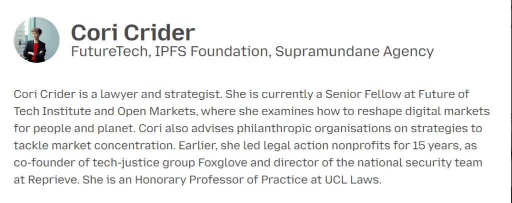 Cory Crider's profile at the Mozilla Festival