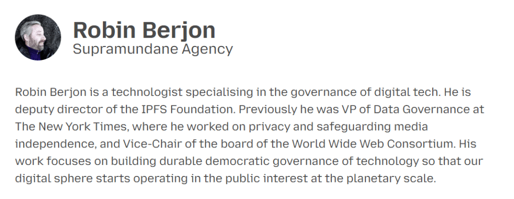 Robin Berjon's profile at the Mozilla Festival