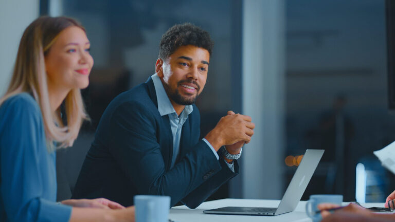 IBM AI consulting shown by business professionals in modern office