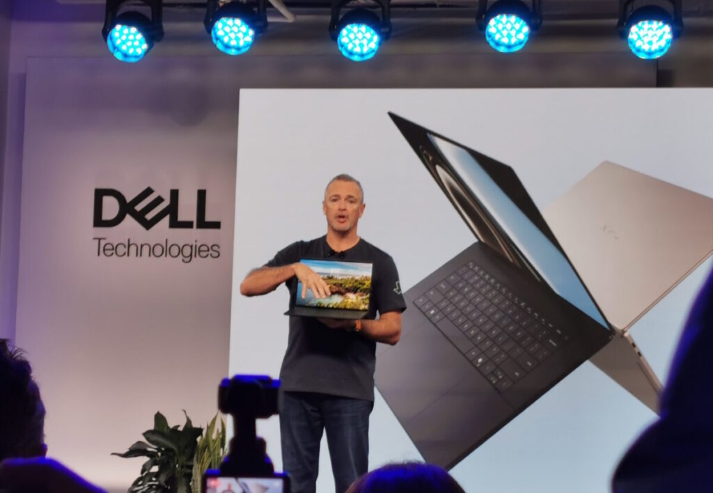 Jeff Clarke on-stage explaining shift in XPS branding for 2026