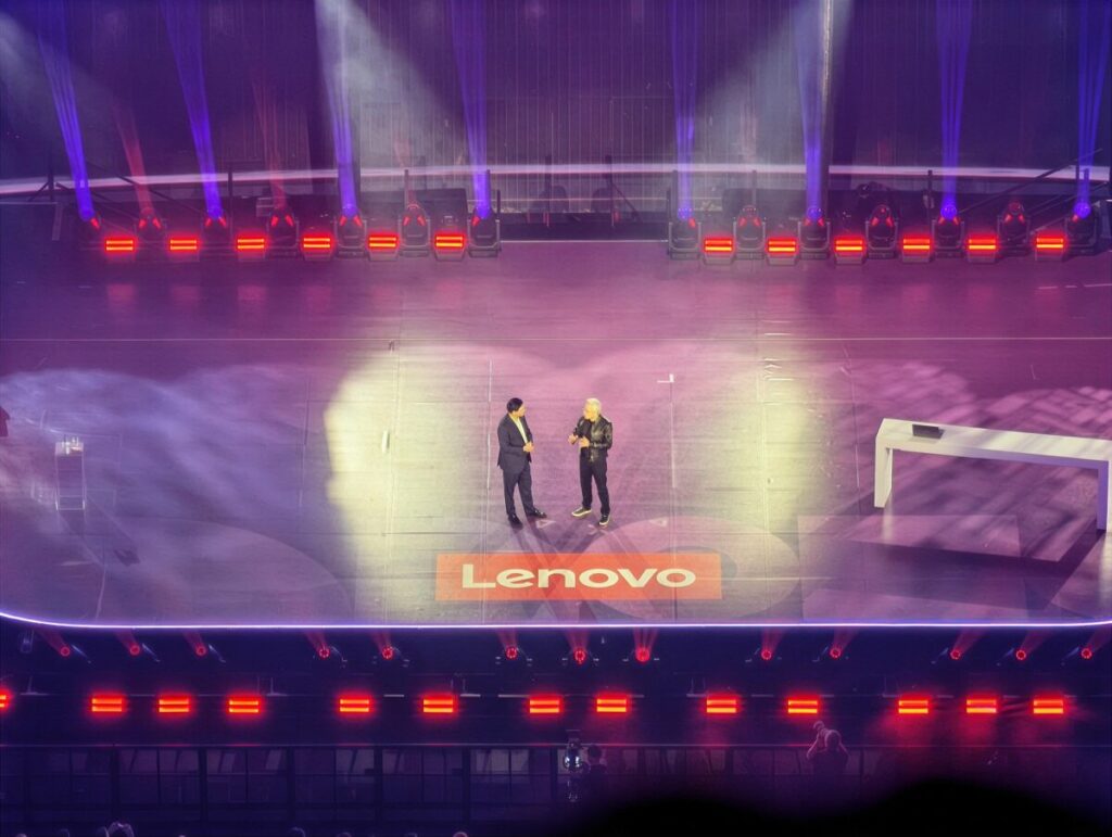 The CEOs of Lenovo and Nvidia share a moment on stage at the Sphere (image: TechFinitive)