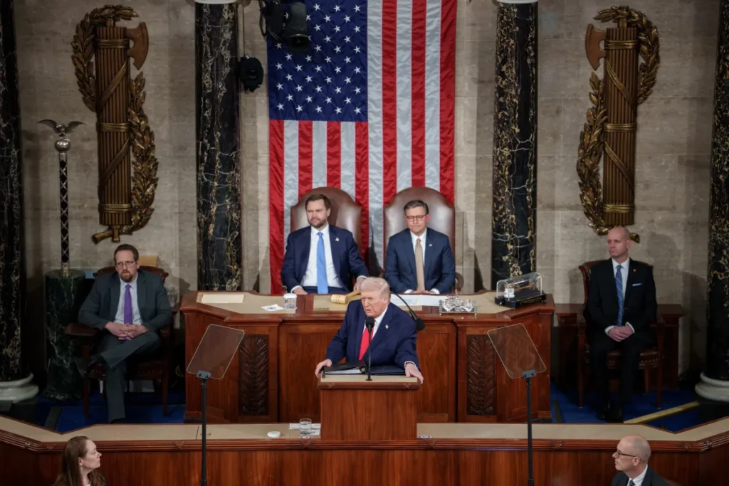 President Trump during his record-breaking State of the Union address