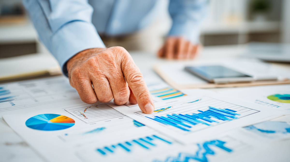 A hand on business reports