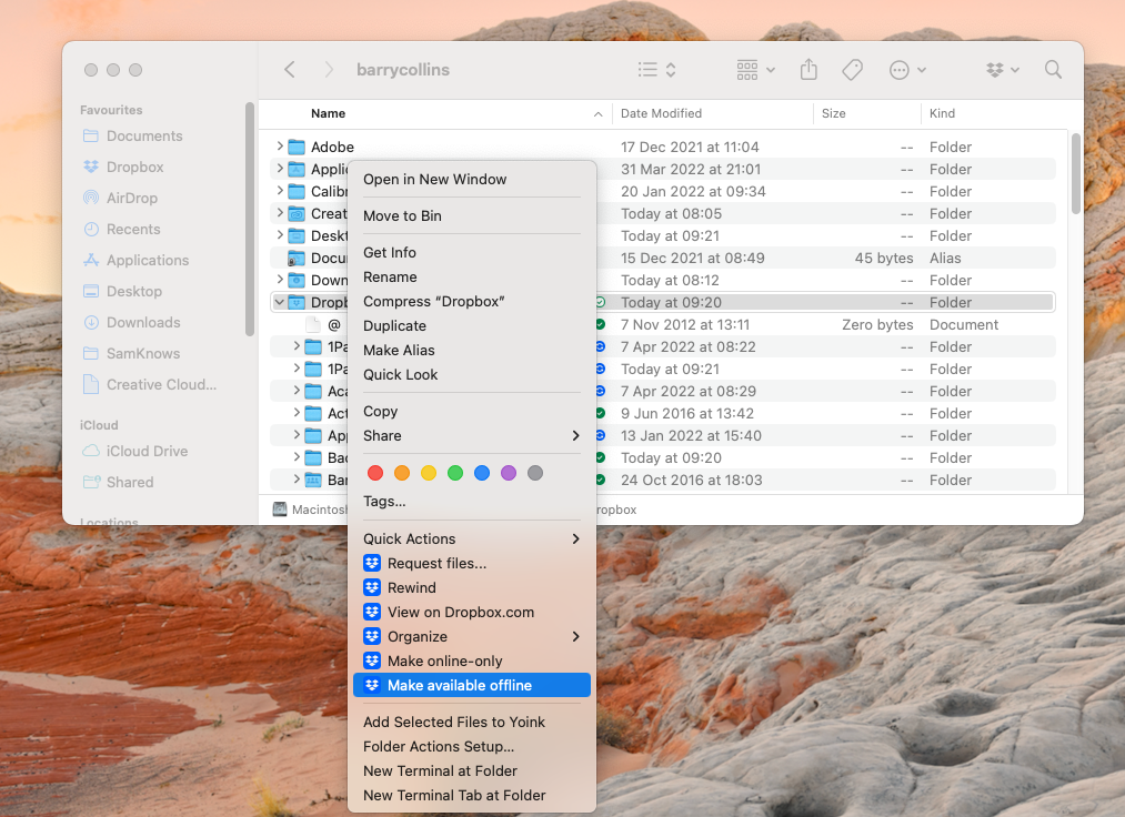 How do I force Dropbox to sync all my files on a Mac?