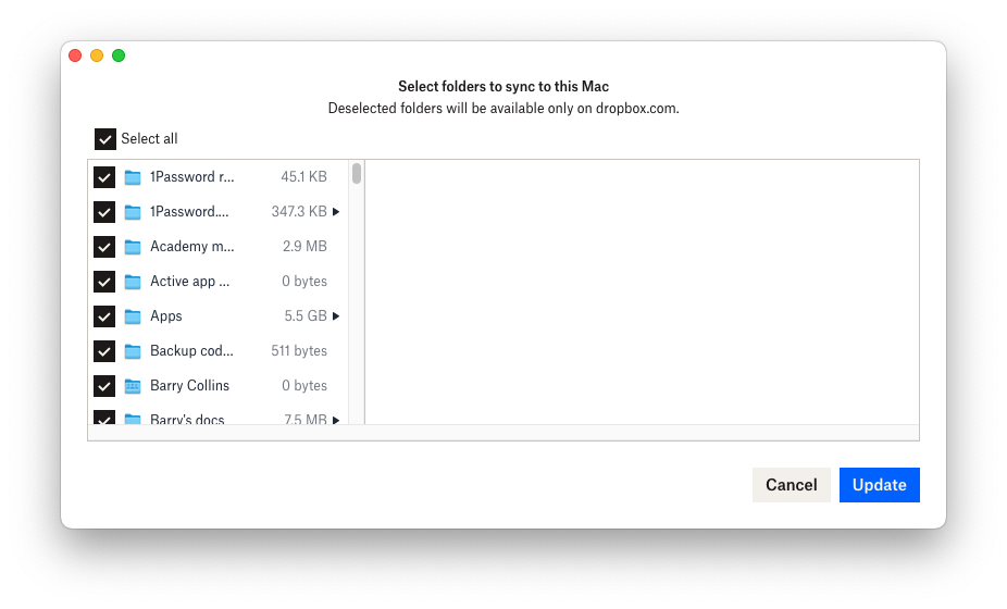 How do I force Dropbox to sync all my files on a Mac?