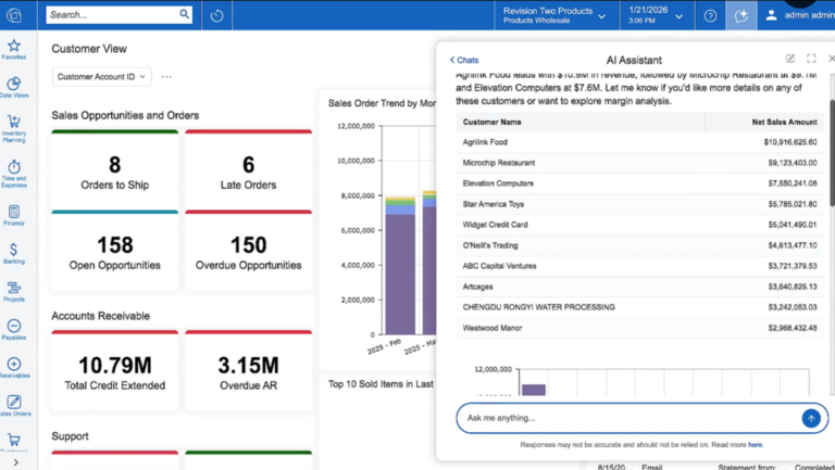 Screenshot of Acumatica 2026 R1 in action