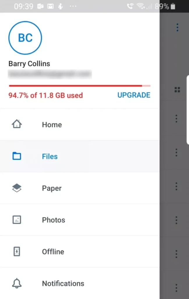 How do I check my Dropbox storage limit?
