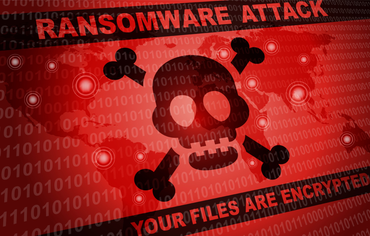 What is ransomware shown by Ransomware Attack Malware Hacker Around The World Background
