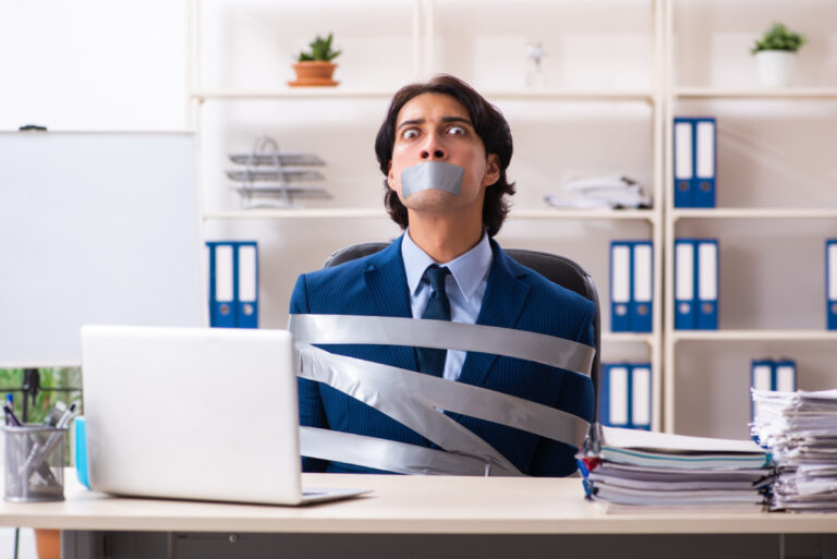What is hybrid creep shown by young office worker tied to his office chair