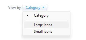 Large Icons view selection control panel