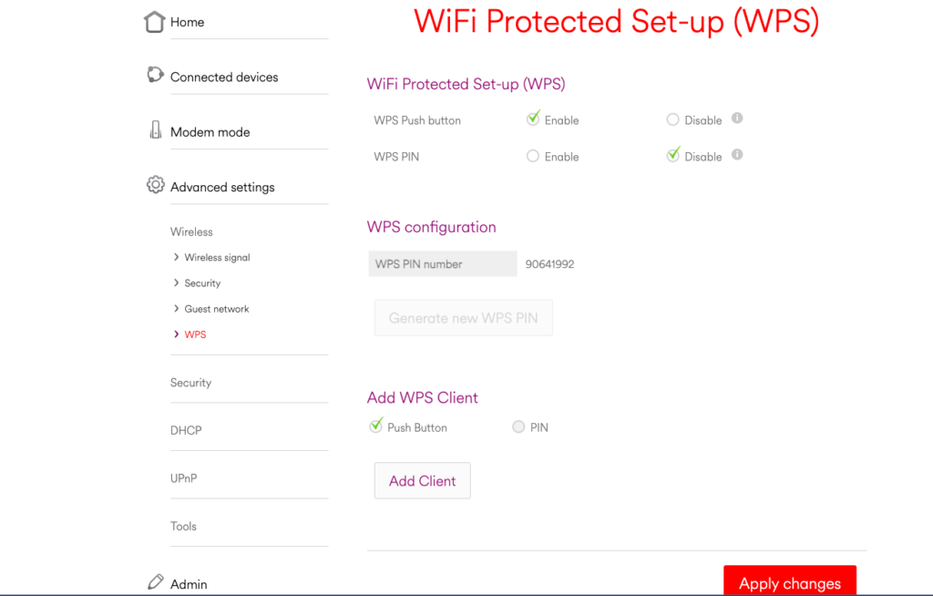 What does the WPS button on my Virgin Media Hub do?