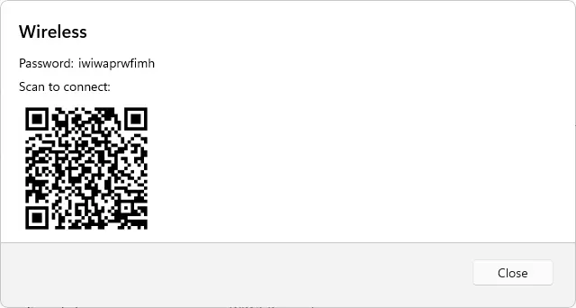 WiFi password and QR code Windows 11