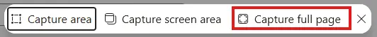 Capture full screen in edge web capture