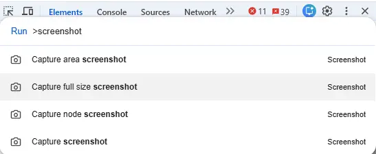 Capture full size screenshot chrome developer tools