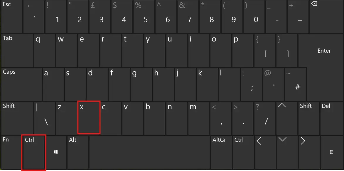 Control and X Key