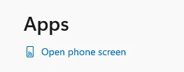 Open phone screen phone link