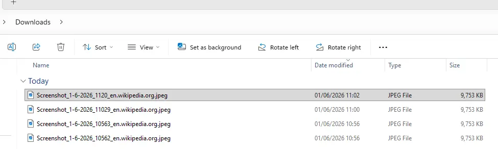 Webpage captures edge in downloads folder