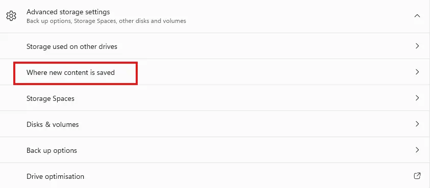 Where new contact is saved storage windows 11