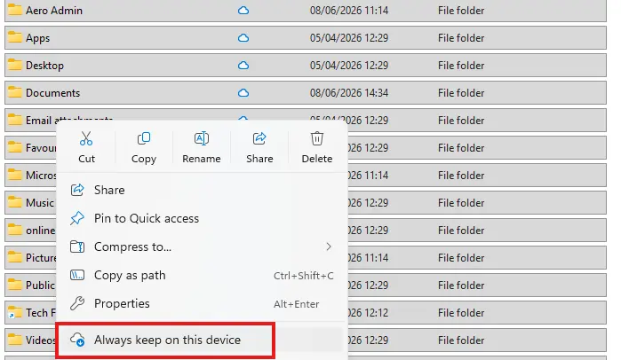 always keep in this device OneDrive