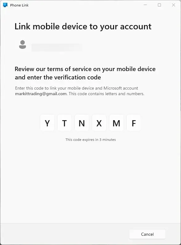 code to enter into link for windows