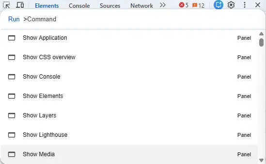 command bar developer tools chrome