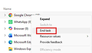 end task windows task manager