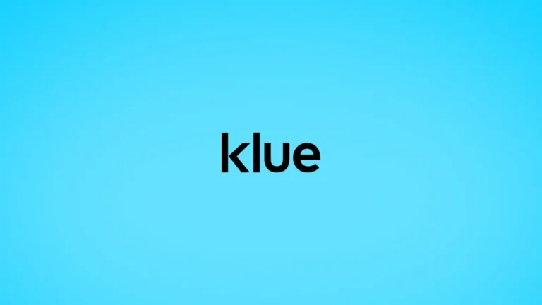 klue logo against blue background