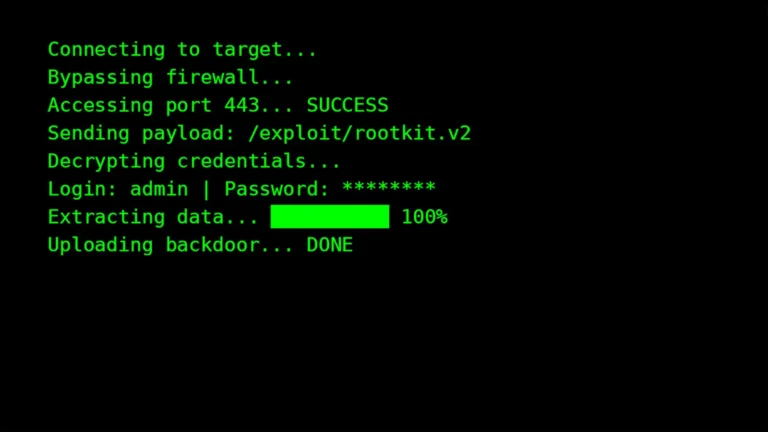 penetration testing showing ethical hacker's terminal