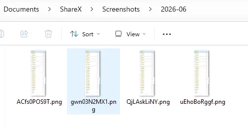 saved screenshots in sharex