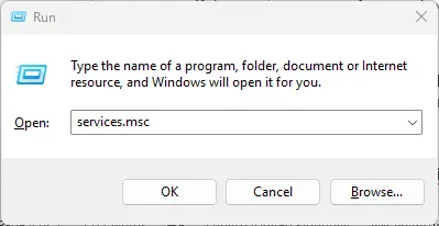 services command in run box