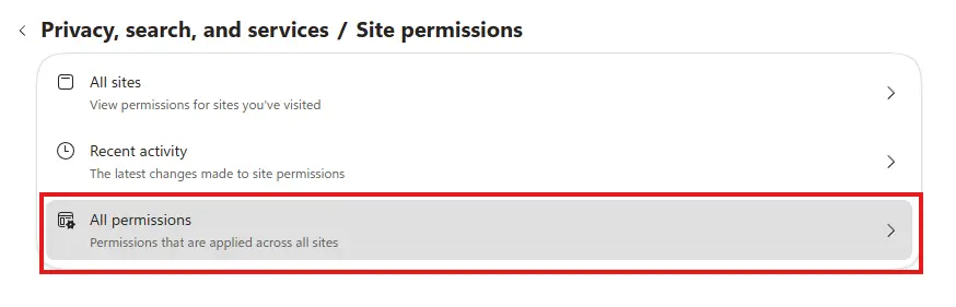 All permissions in Edge