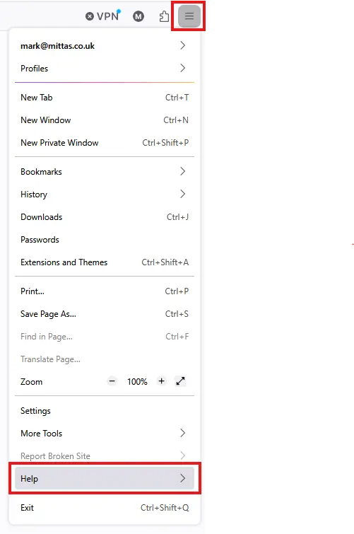 Help in firefox settings