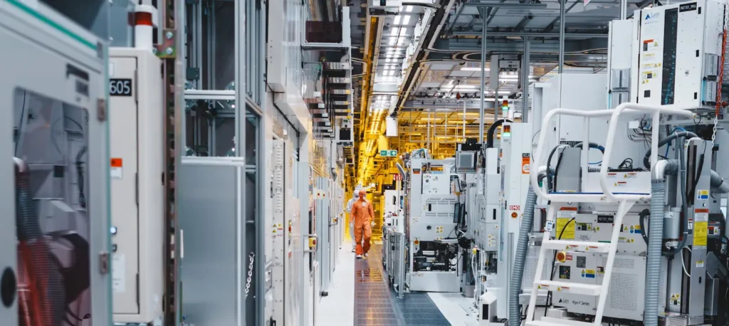 Intel workers inside Fab 34, based in Leixlip, Ireland